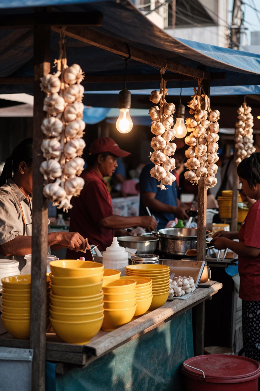 The Late Morning Light on Market Stall in Denpasar in in Denpasar, Indonesia