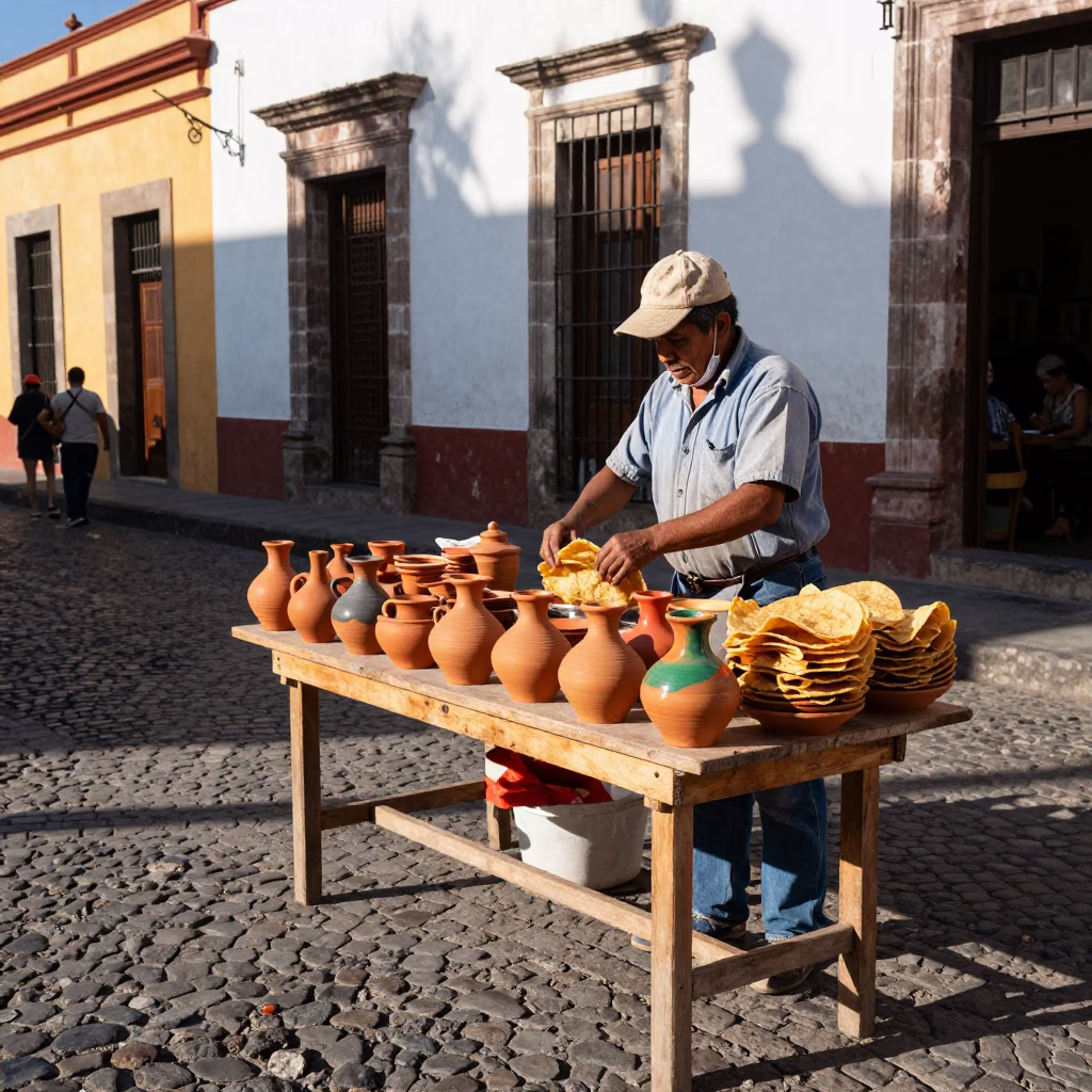 The Late Morning Light on Market Stall in Oaxaca in in Oaxaca, Mexico