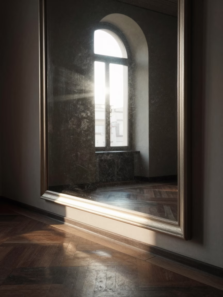 The Late Morning Light on Mirror in Milan in in Milan, Italy