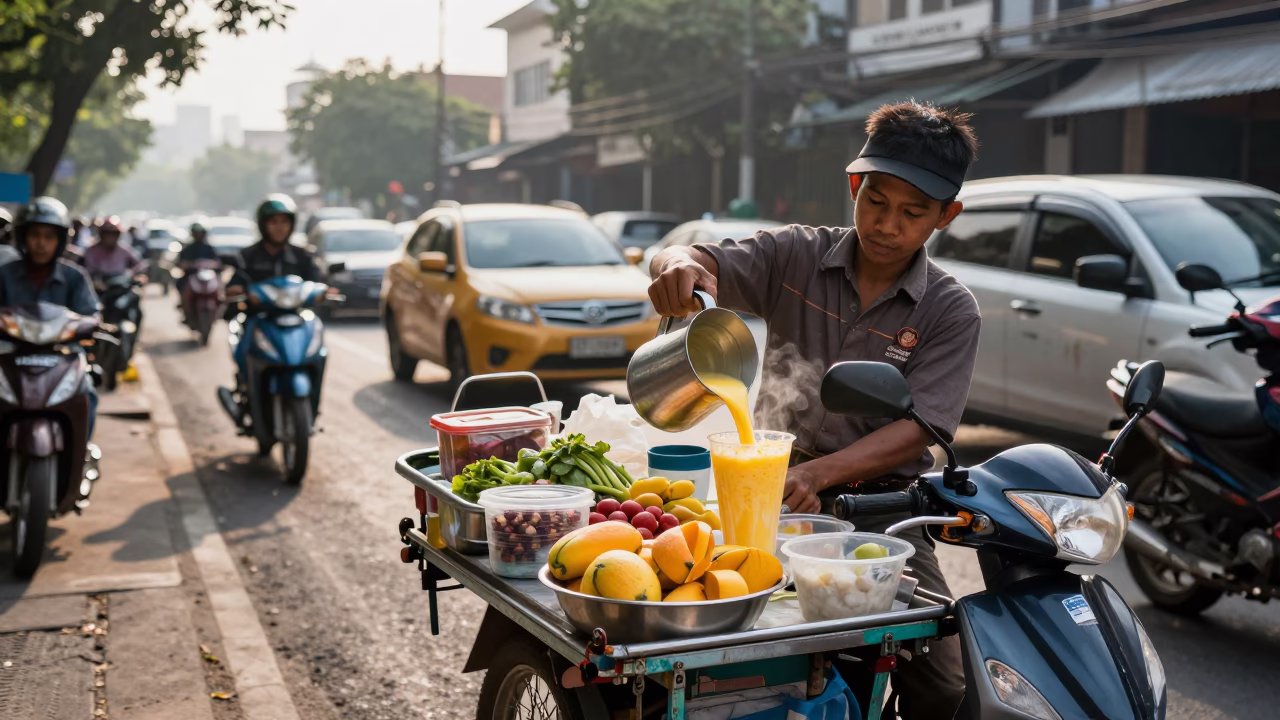 The Late Morning Light on Morning Traffic in Surabaya in in Surabaya, Indonesia