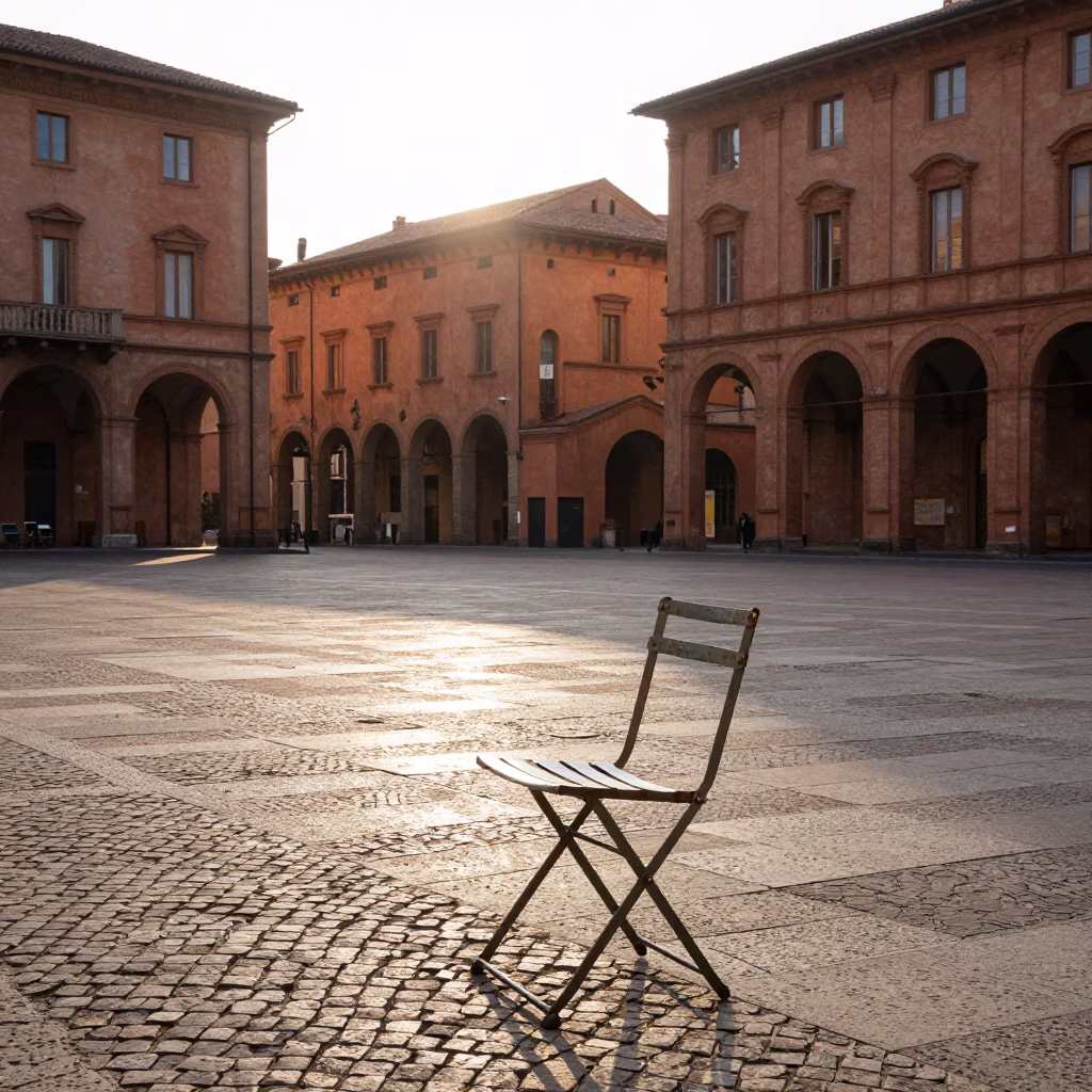 The Late Morning Light on Street Scene in Bologna in in Bologna, Italy
