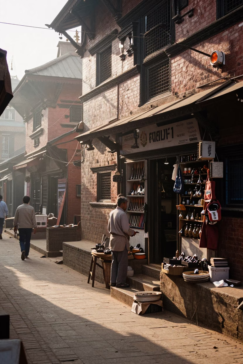 The Late Morning Light on Street Scene in Kathmandu in in Kathmandu, Nepal