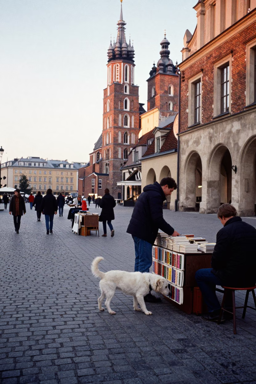 The Late Morning Light on Street Scene in Krakow in in Krakow, Poland