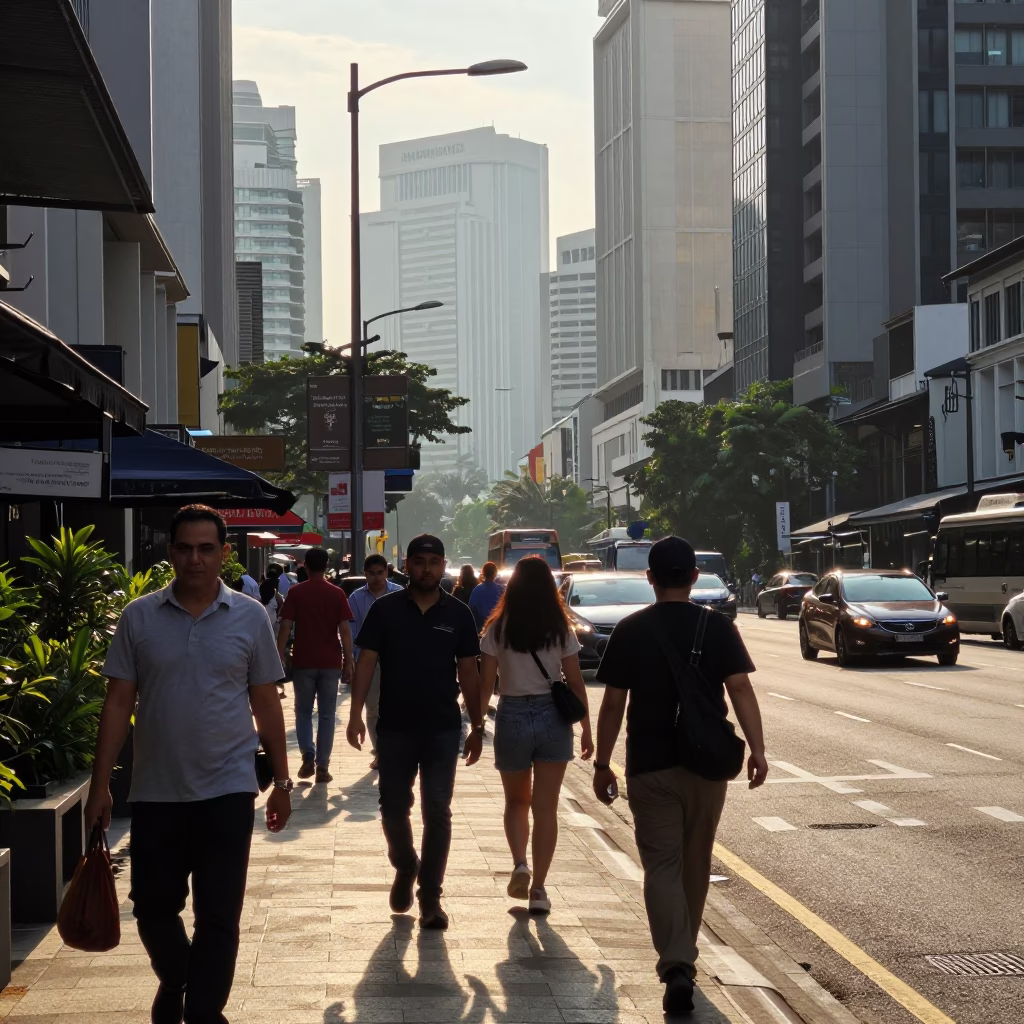 The Late Morning Light on Street Scene in Kuala Lumpur in in Kuala Lumpur, Malaysia