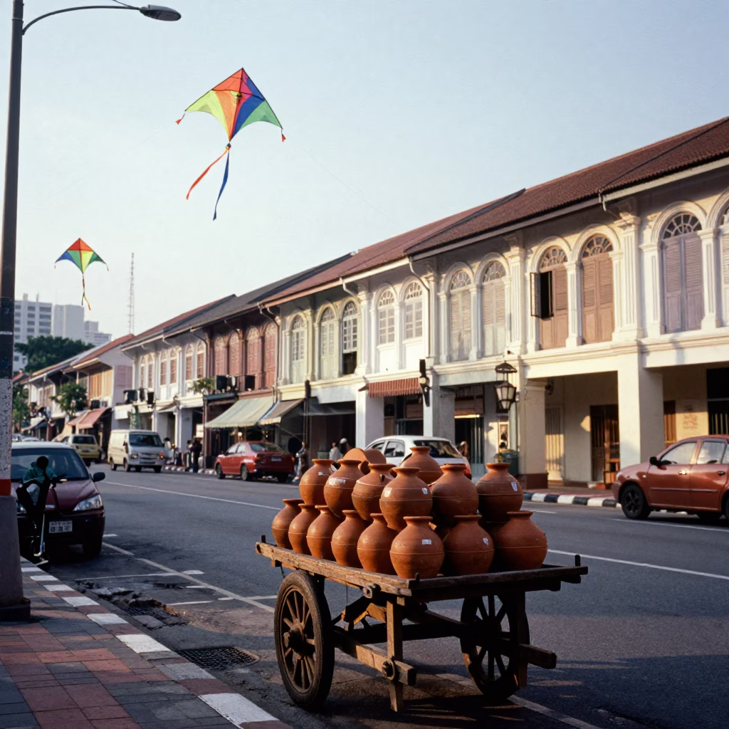 The Late Morning Light on Street Scene in Kuala Lumpur in in Kuala Lumpur, Malaysia