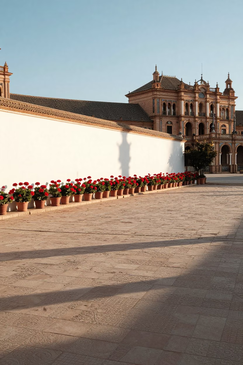The Late Morning Light on Sunlit Plaza in Seville in in Seville, Spain