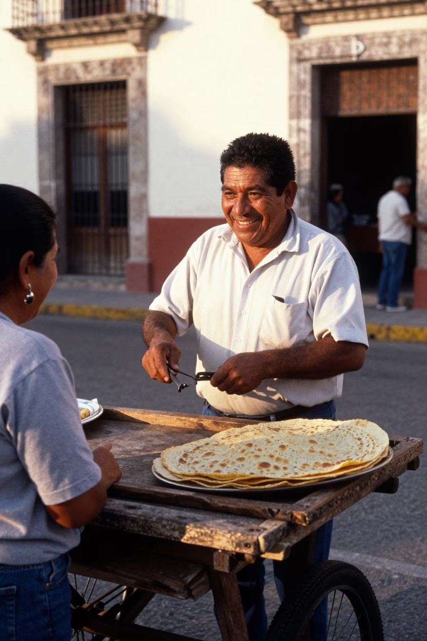 The Late Morning Light on Tlayudas in Oaxaca in in Oaxaca, Mexico