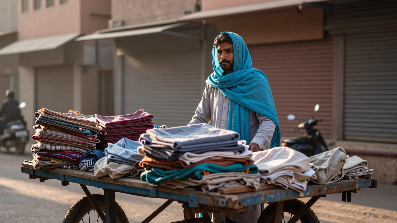 The Late Morning Light on Vendor Scene in Jaipur in in Jaipur, India