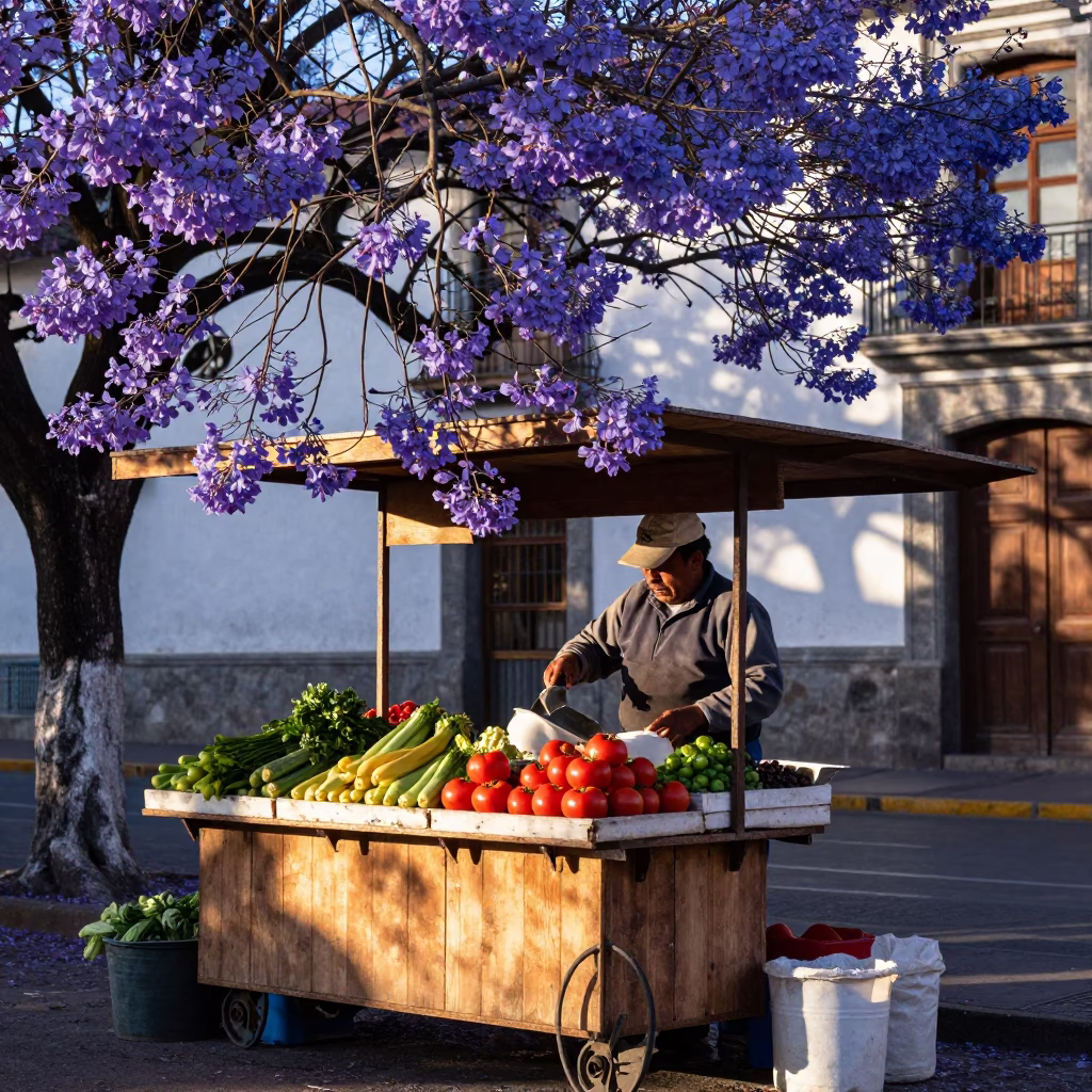 The Late Morning Light on Vendor Stall in Quito in in Quito, Ecuador