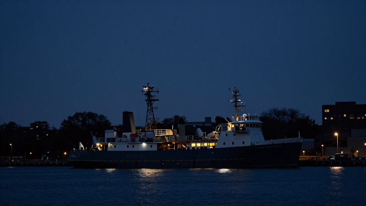 The Predawn Darkness Light on Crane Silhouettes in Boston in in Boston, Massachusetts, United States