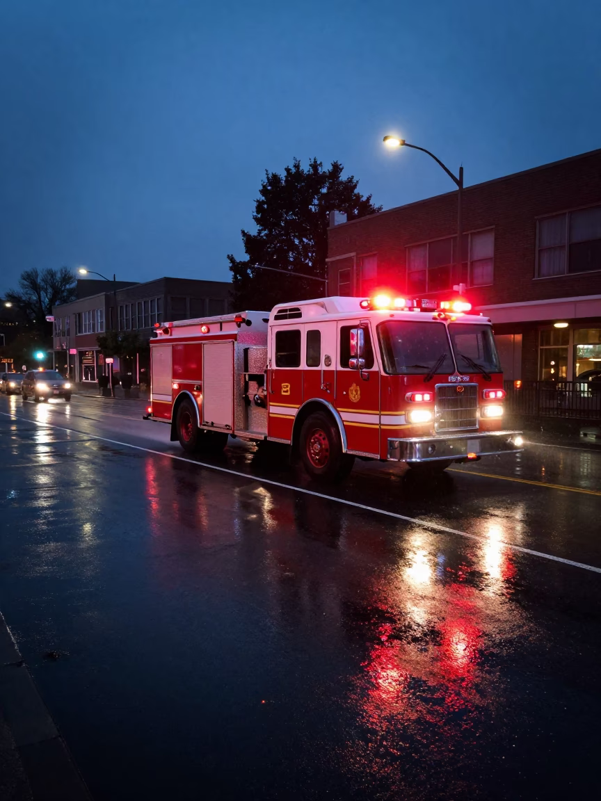 The Predawn Darkness Light on Emergency Response in Seattle in in Seattle, Washington, United States
