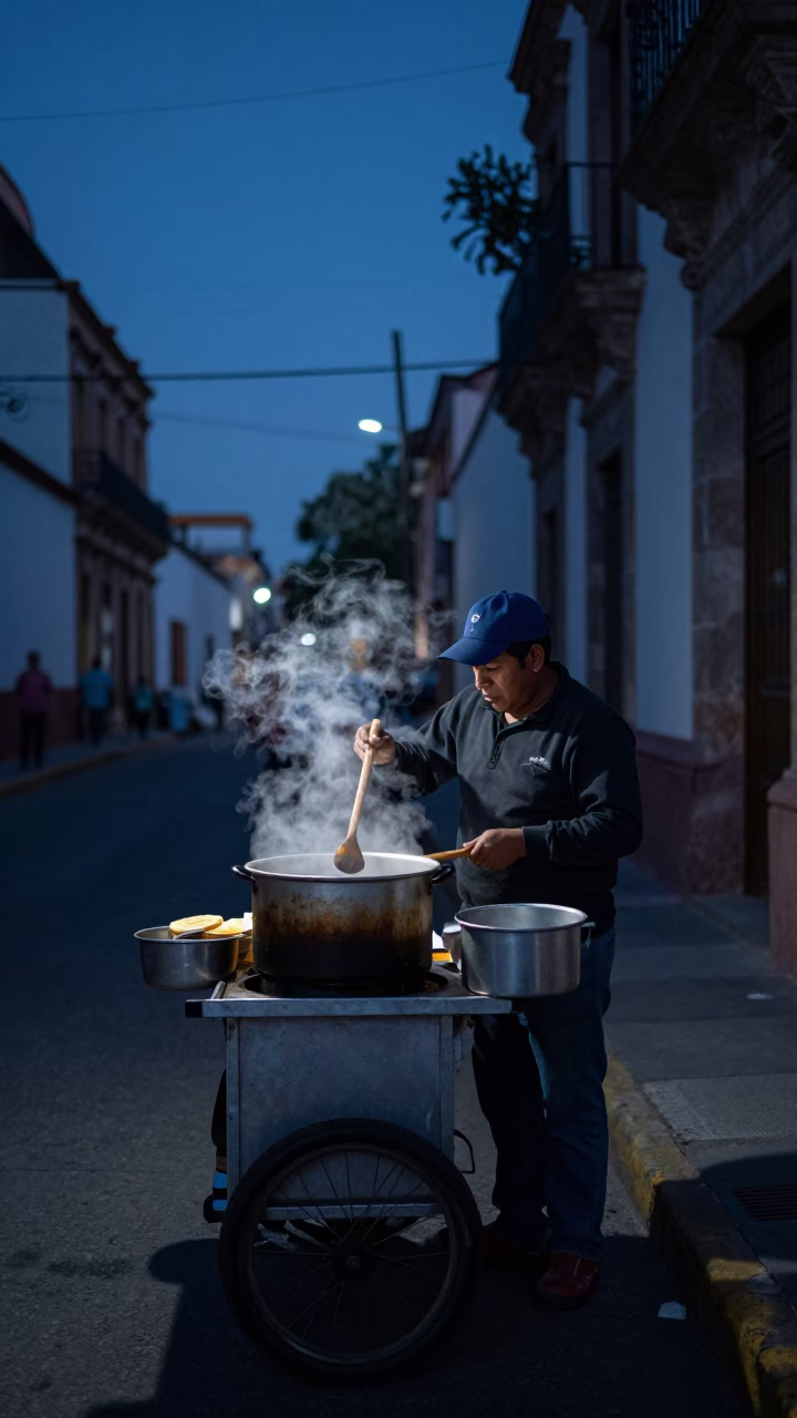 The Predawn Darkness Light on Morning Breakfast in Guadalajara in in Guadalajara, Mexico