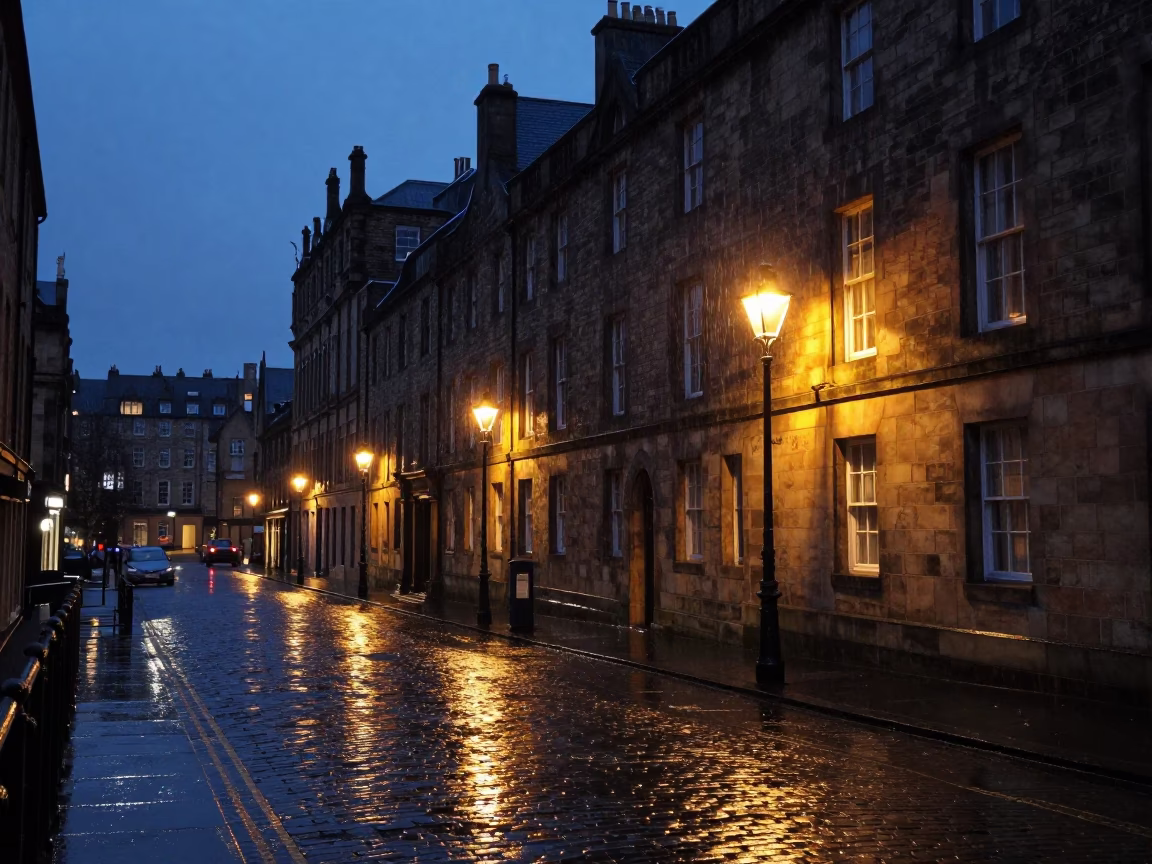 The Predawn Darkness Light on Night Scene in Edinburgh in in Edinburgh, United Kingdom