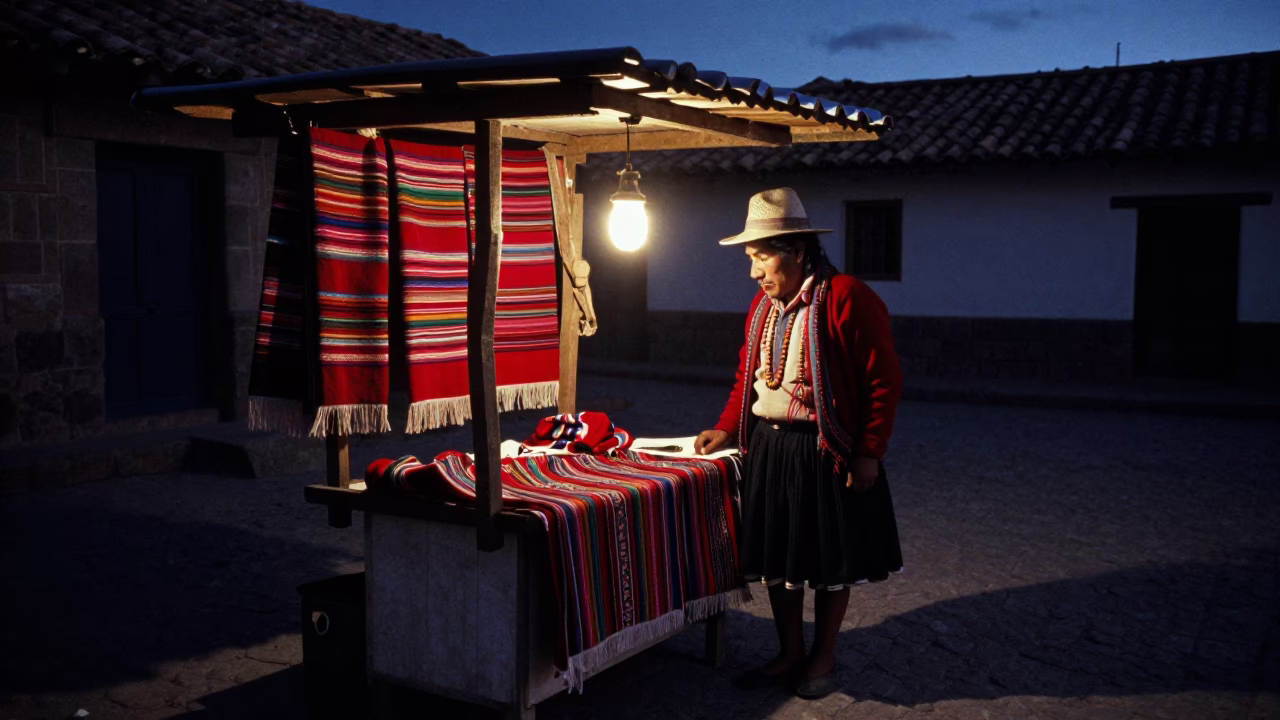 The Predawn Darkness Light on Prayer Beads in Cusco in in Cusco, Peru
