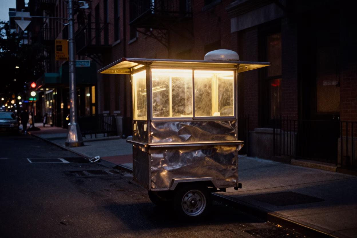 The Predawn Darkness Light on Street Scene in New York in in New York, New York, United States