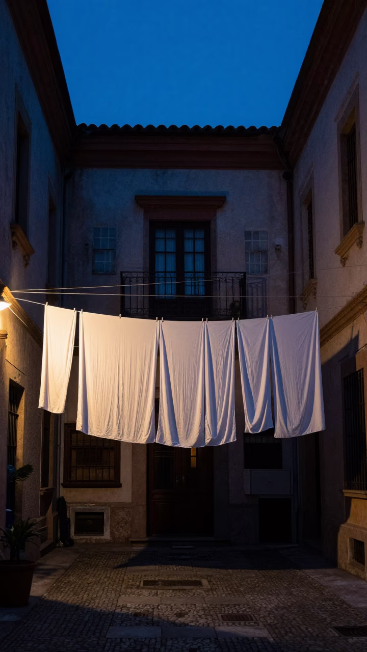 The Predawn Darkness Light on Tenement Courtyard in Buenos Aires in in Buenos Aires, Argentina