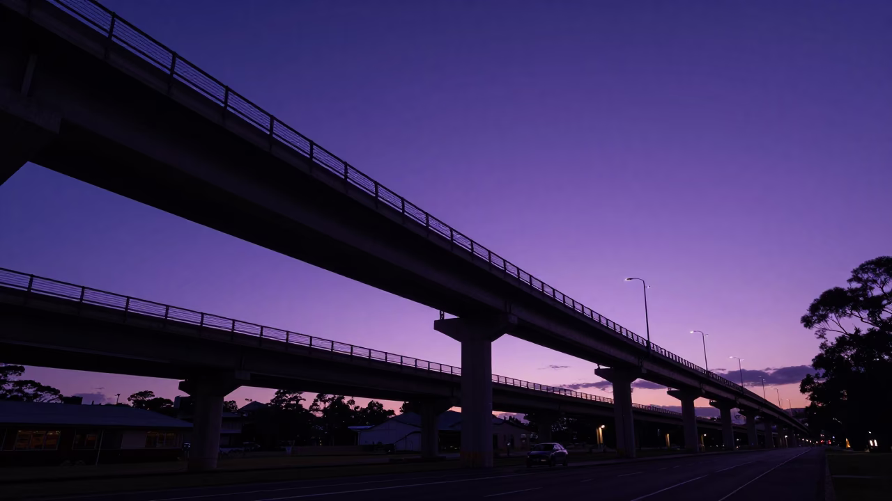 The Predawn Darkness Light on Violet Sky in Sydney in in Sydney, New South Wales, Australia