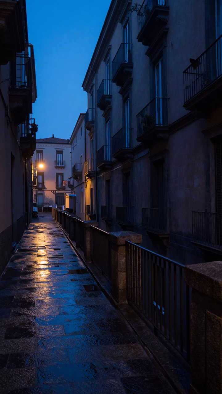 The Still Hours Before Dawn Light on Condensation in Naples in in Naples, Italy