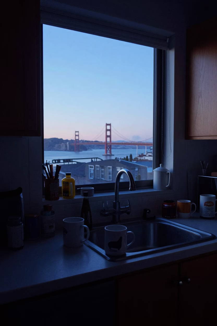 The Still Hours Before Dawn Light on Counter Clutter in San Francisco in in San Francisco, California, United States