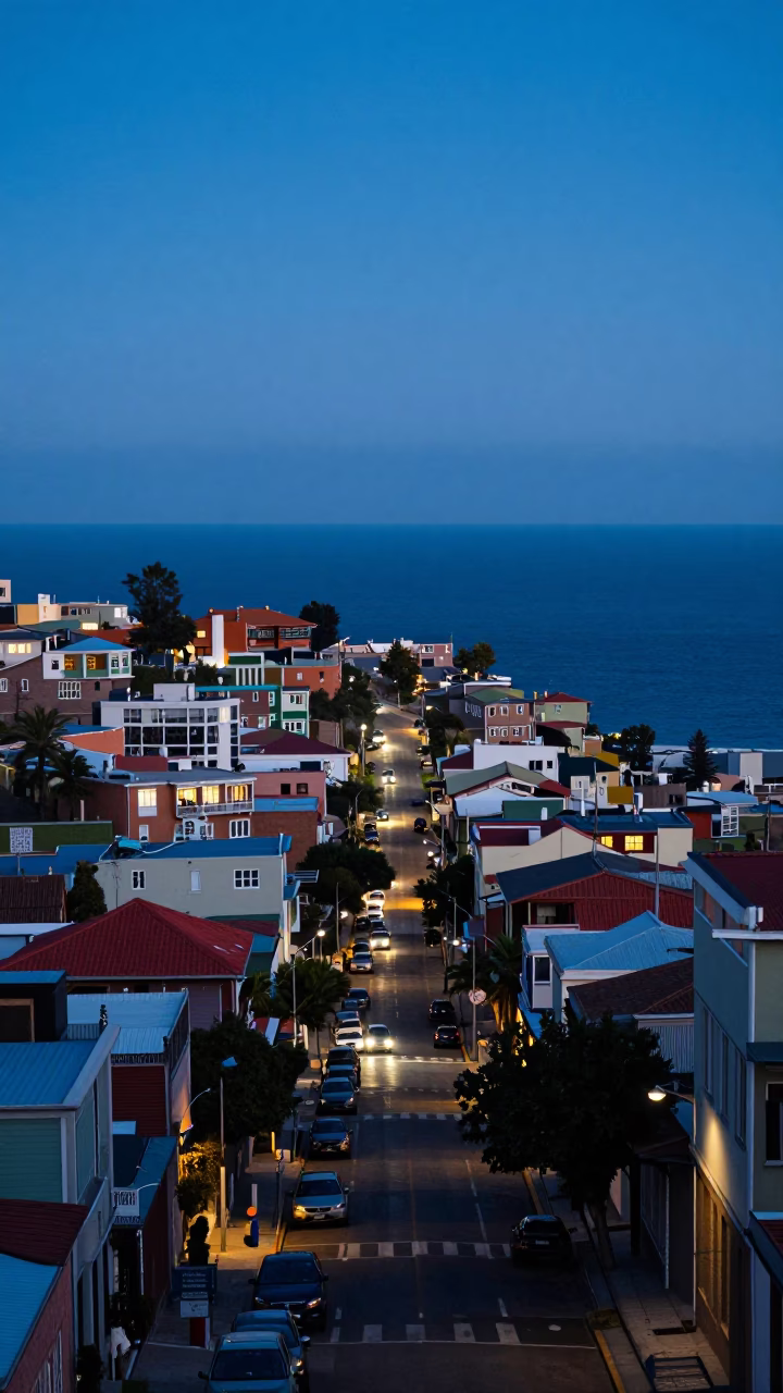 The Still Hours Before Dawn Light on Dawn in Valparaiso in in Valparaiso, Chile