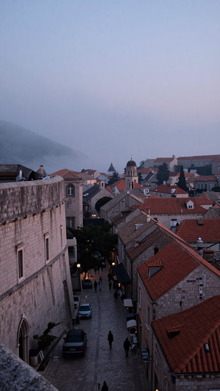 The Still Hours Before Dawn Light on Dawn Mist in Dubrovnik in in Dubrovnik, Croatia