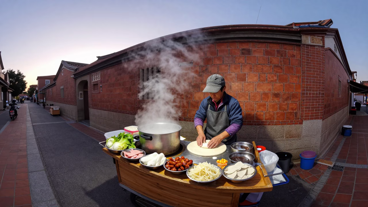The Still Hours Before Dawn Light on Food Preparation in Tainan in in Tainan, Taiwan