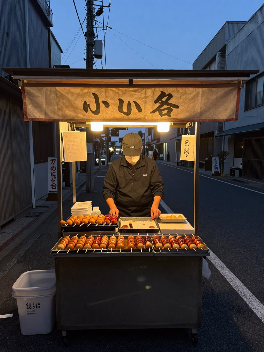 The Still Hours Before Dawn Light on Food Scene in Fukuoka in in Fukuoka, Japan