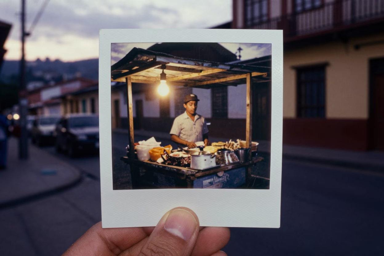 The Still Hours Before Dawn Light on Food Vendor in Medellin in in Medellin, Colombia