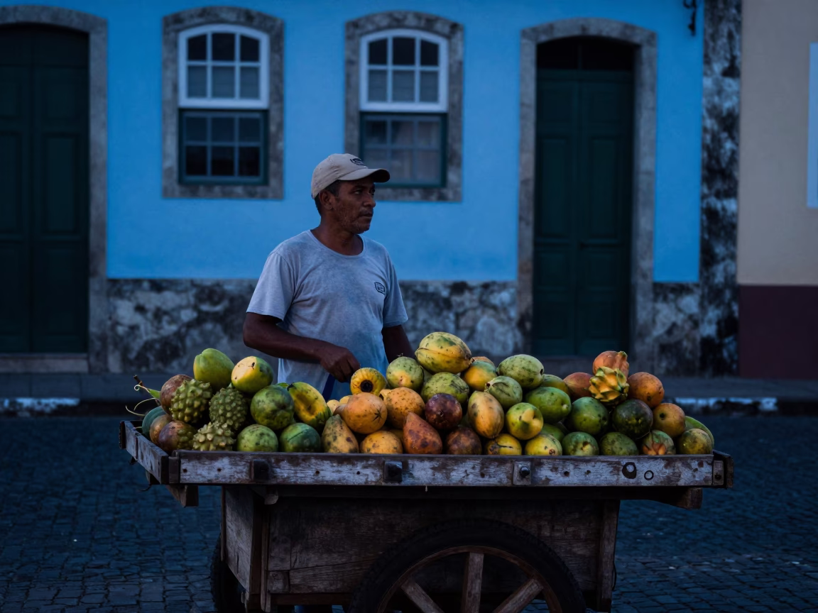 The Still Hours Before Dawn Light on Fresh Fruit in Salvador in in Salvador, Brazil