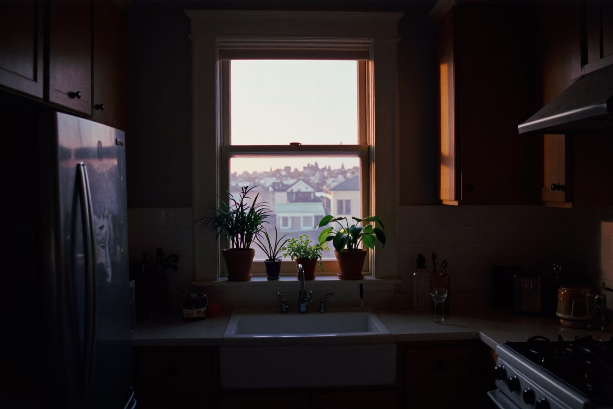 The Still Hours Before Dawn Light on Kitchen Interior in San Francisco in in San Francisco, California, United States