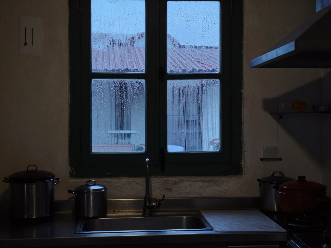 The Still Hours Before Dawn Light on Kitchen Preparation in George Town in in George Town, Malaysia