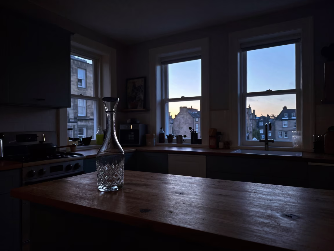 The Still Hours Before Dawn Light on Kitchen Scene in Edinburgh in in Edinburgh, United Kingdom