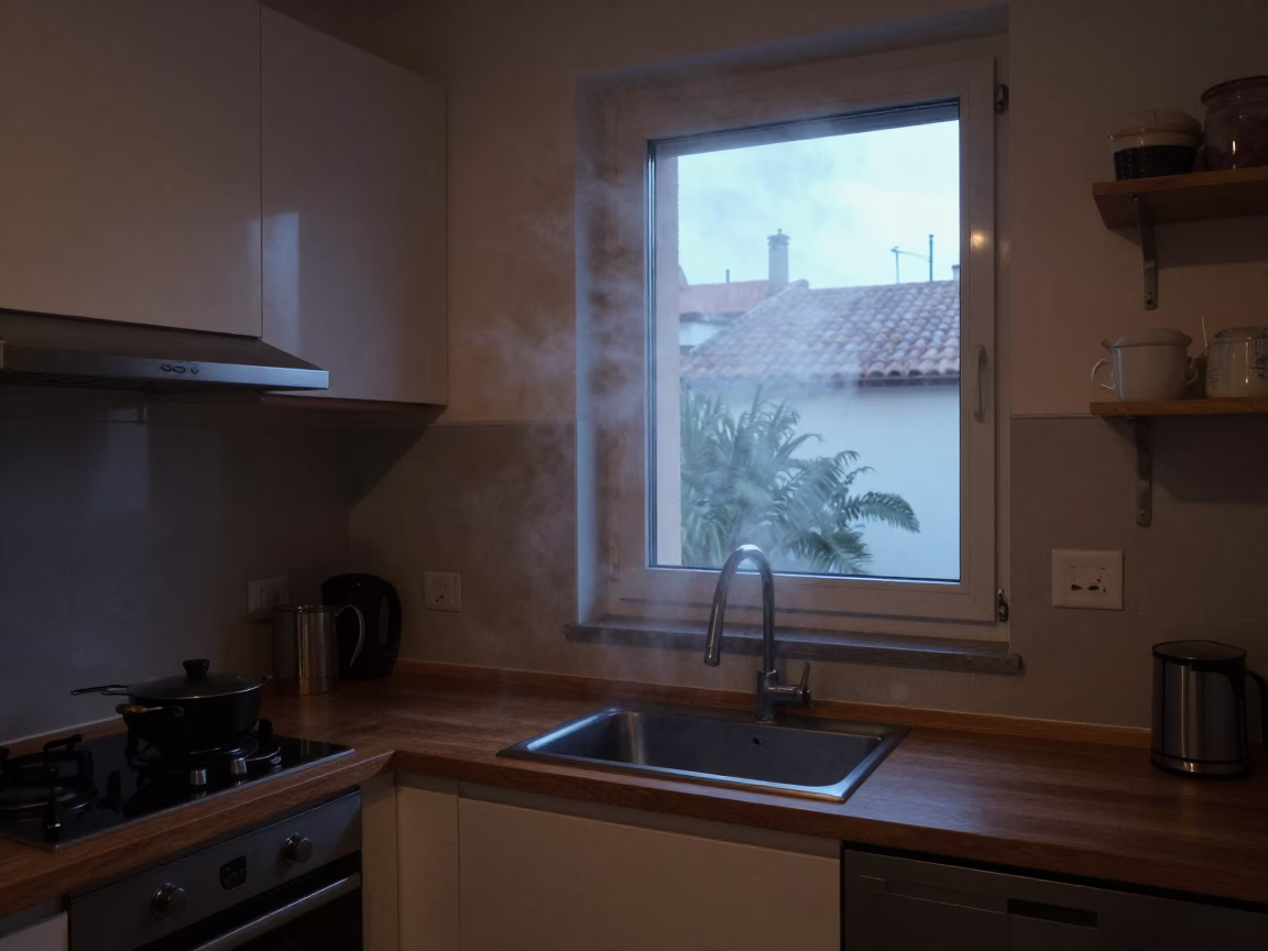 The Still Hours Before Dawn Light on Kitchen Scene in Valencia in in Valencia, Spain