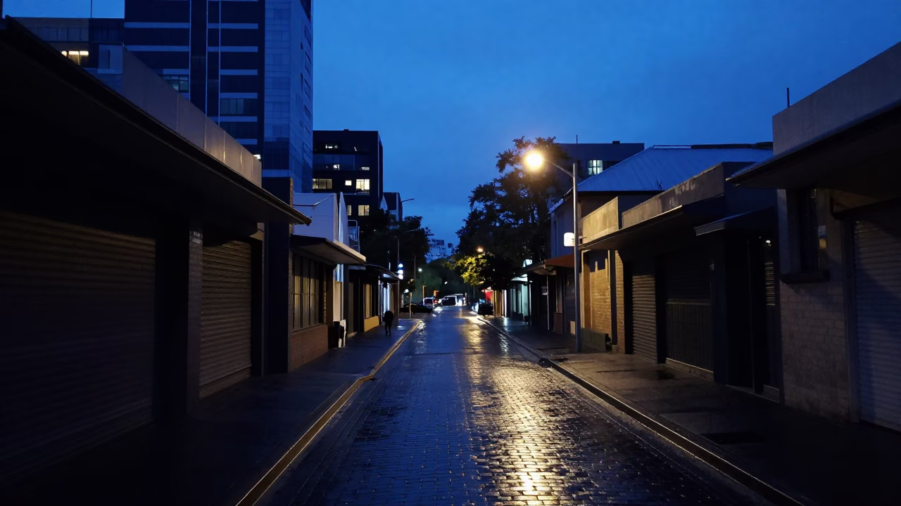The Still Hours Before Dawn Light on Laneway Dawn in Melbourne in in Melbourne, Victoria, Australia