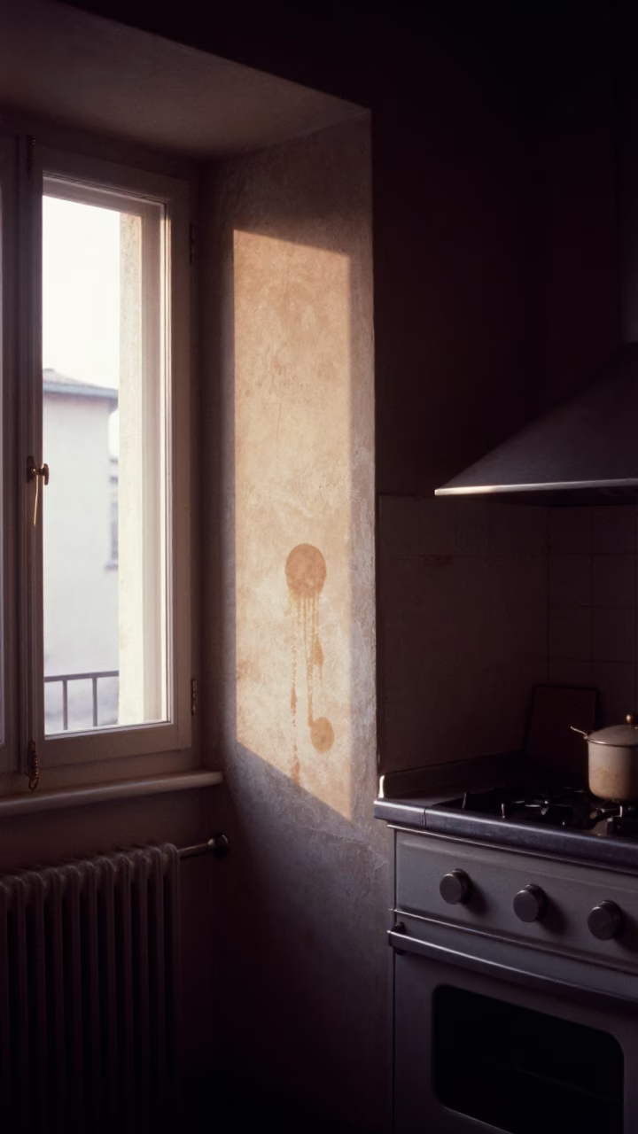The Still Hours Before Dawn Light on Morning Kitchen in Rome in in Rome, Italy