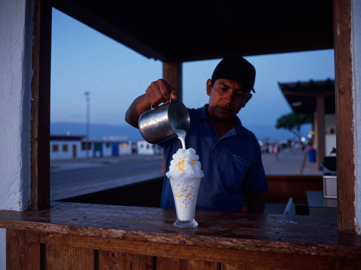 The Still Hours Before Dawn Light on Shaved Ice in Merida in in Merida, Mexico