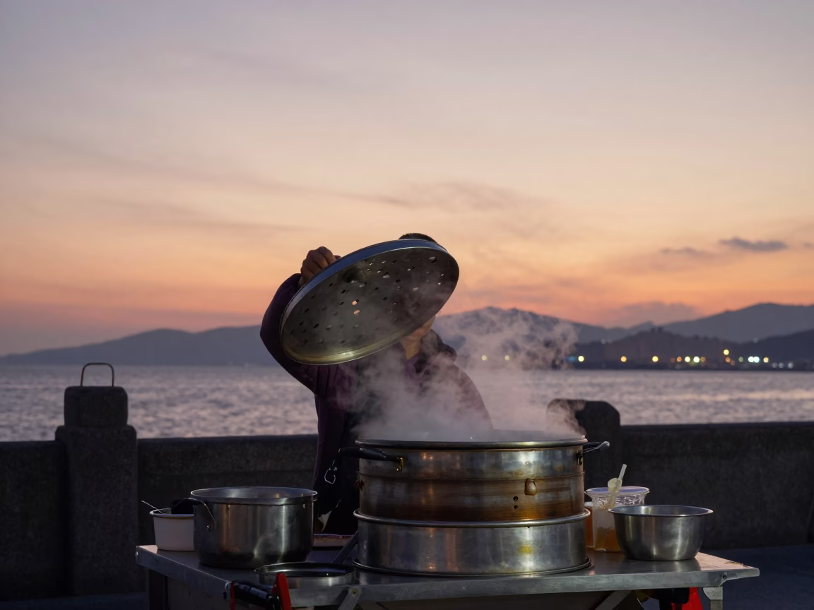 The Still Hours Before Dawn Light on Siu Bao in Kaohsiung in in Kaohsiung, Taiwan