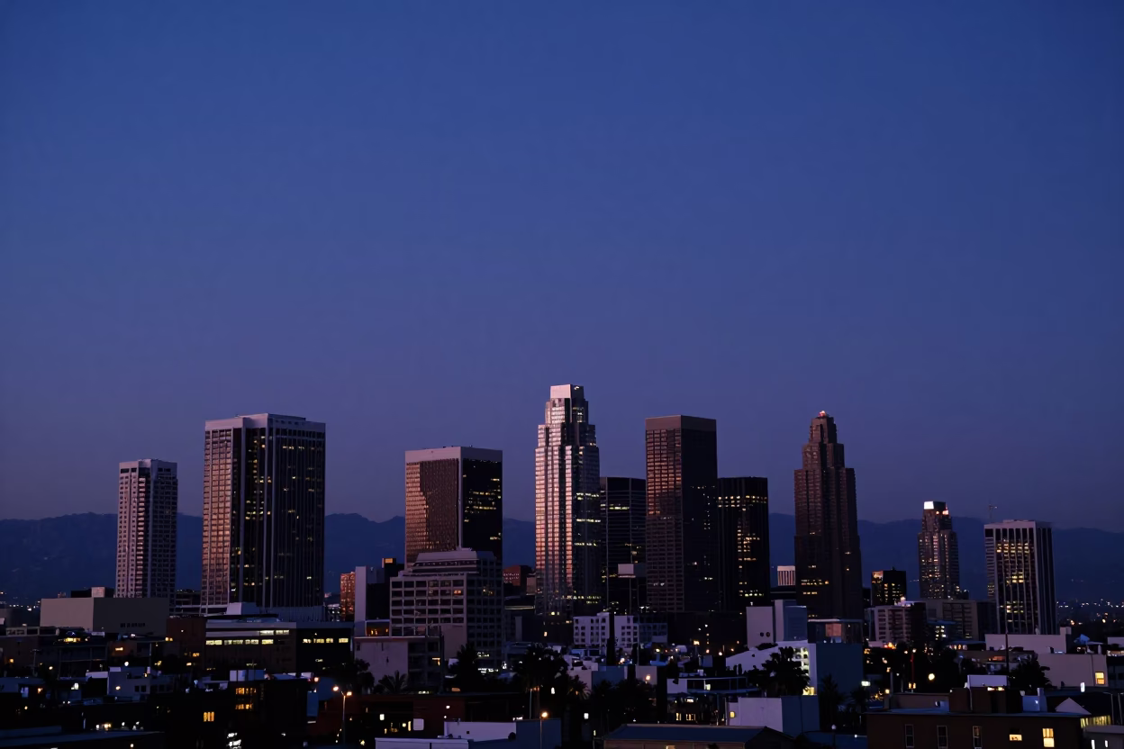 The Still Hours Before Dawn Light on Skyline in Los Angeles in in Los Angeles, California, United States