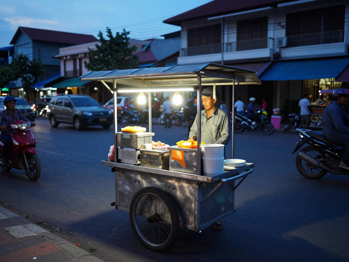 The Still Hours Before Dawn Light on Steel Cart in Phnom Penh in in Phnom Penh, Cambodia