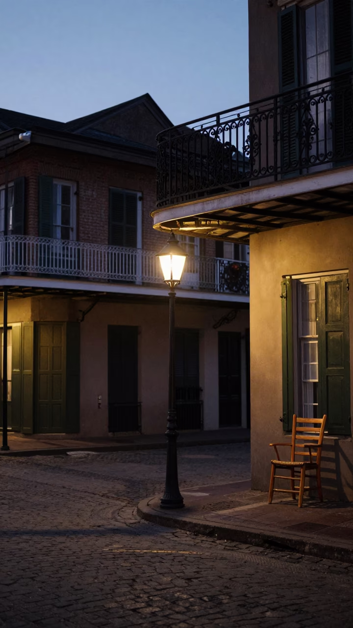 The Still Hours Before Dawn Light on Street Corner in New Orleans in in New Orleans, Louisiana, United States