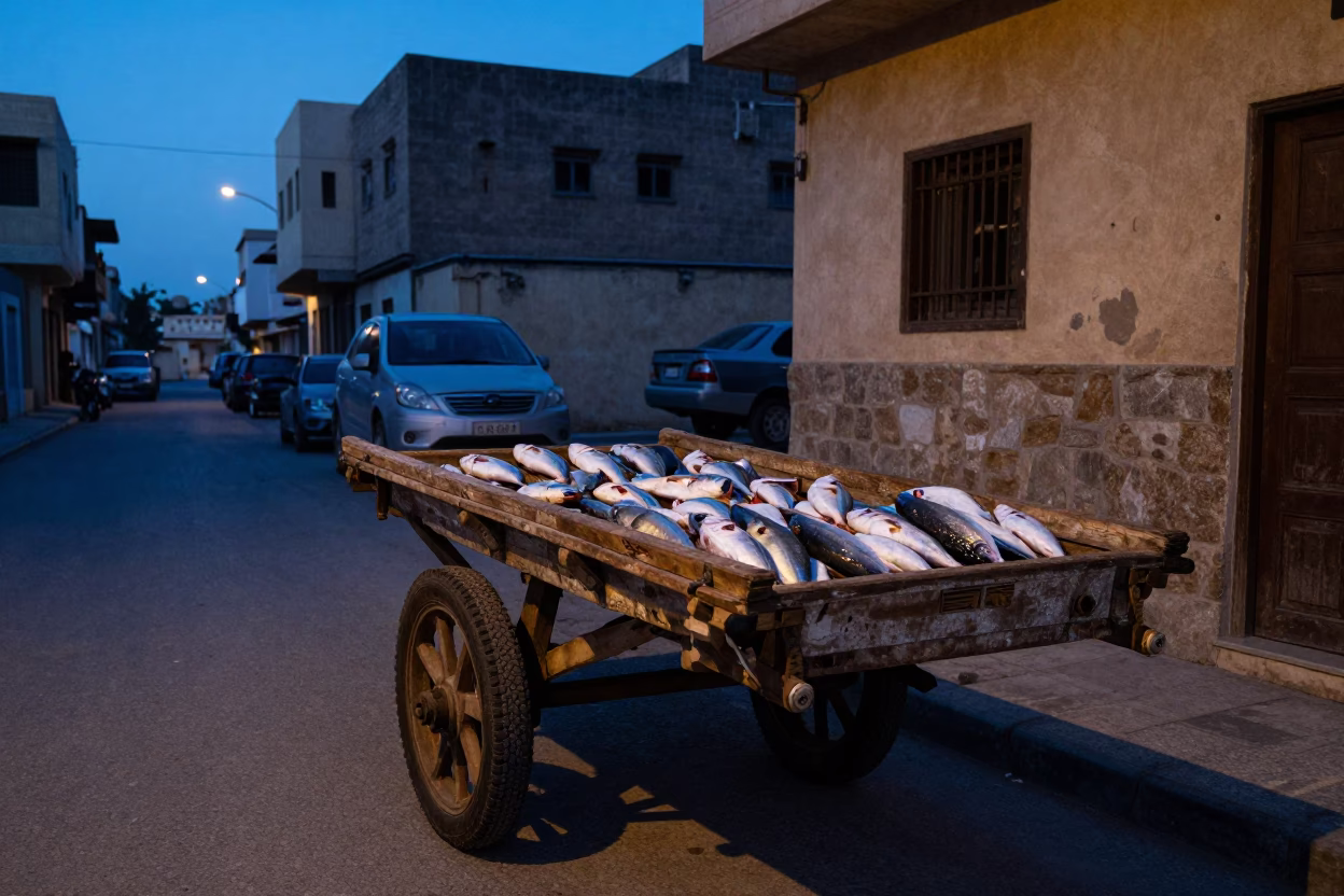 The Still Hours Before Dawn Light on Street Scene in Alexandria in in Alexandria, Egypt