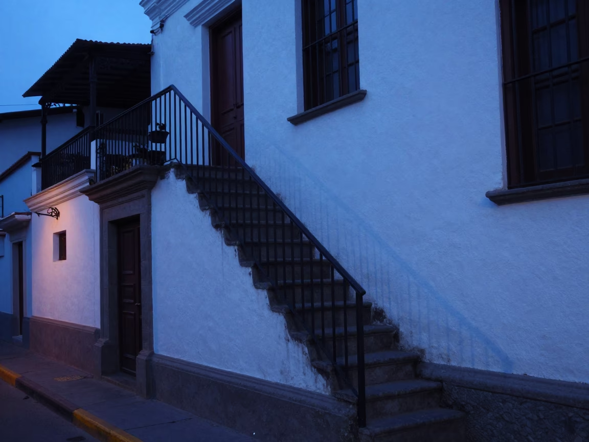 The Still Hours Before Dawn Light on Street Scene in Lima in in Lima, Peru