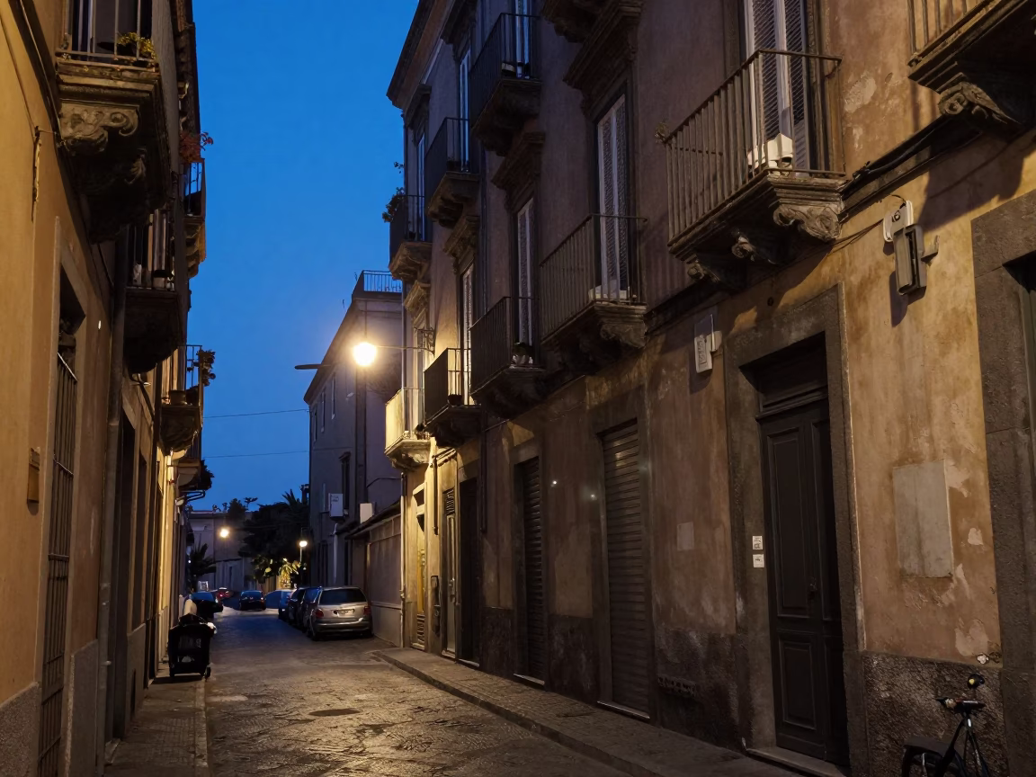 The Still Hours Before Dawn Light on Street Scene in Naples in in Naples, Italy