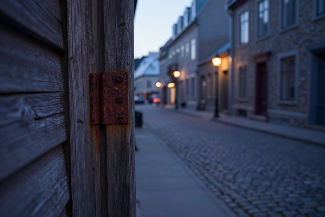 The Still Hours Before Dawn Light on Street Scene in Quebec City in in Quebec City, Quebec, Canada
