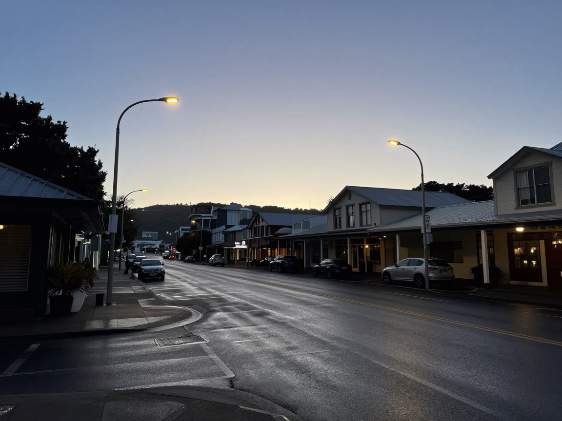The Still Hours Before Dawn Light on Street Scene in Wellington in in Wellington, New Zealand