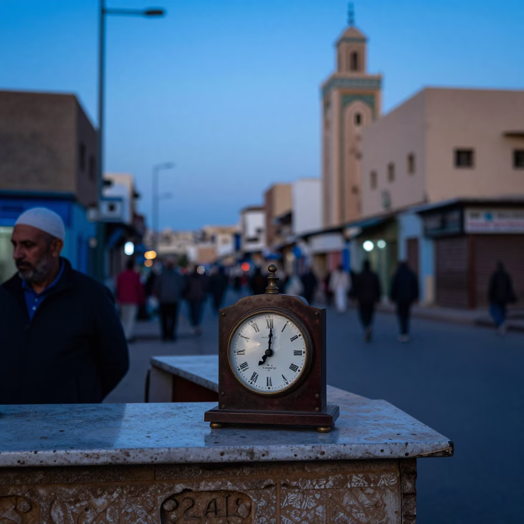 The Still Hours Before Dawn Light on Street Vendor in Casablanca in in Casablanca, Morocco
