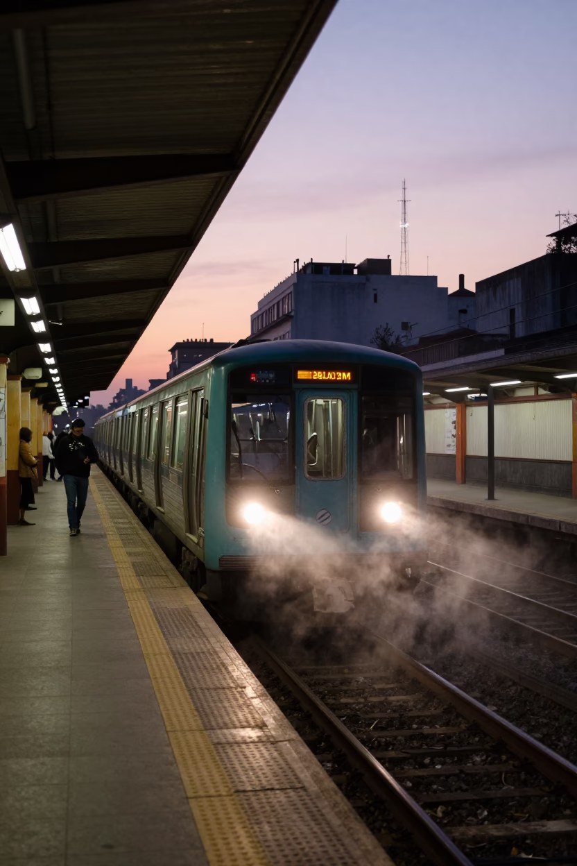 The Still Hours Before Dawn Light on Subway Station in Buenos Aires in in Buenos Aires, Argentina
