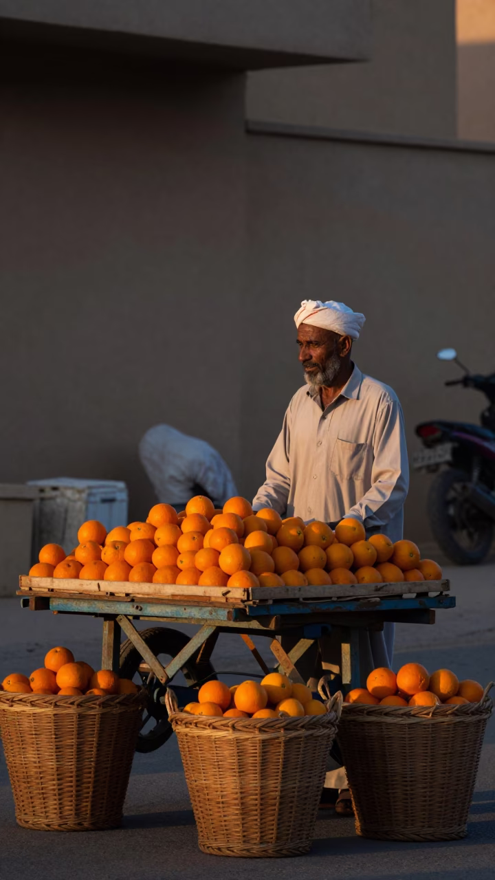 The Still Hours Before Dawn Light on Wicker Baskets in Luxor in in Luxor, Egypt
