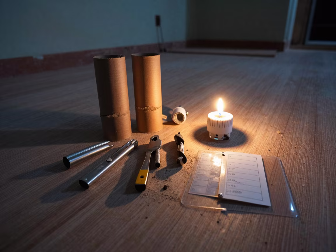 Thermostat Kit on Dusty Laminate Floor in in a mechanical room under buildout in Eritrea