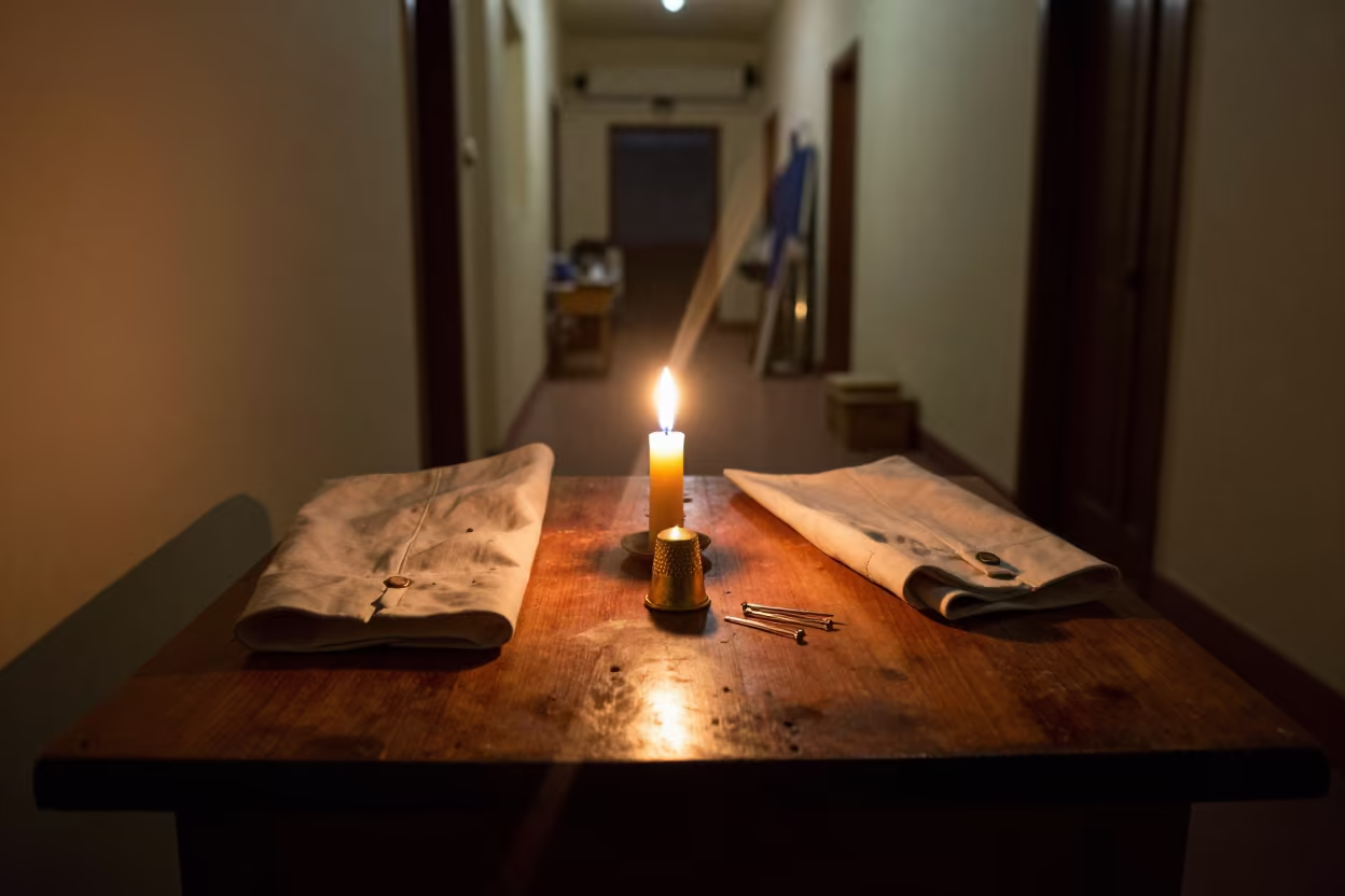 Thimble Pins and Sleeve in Cuddalore Corridor in in a backstage changing corridor near Cuddalore